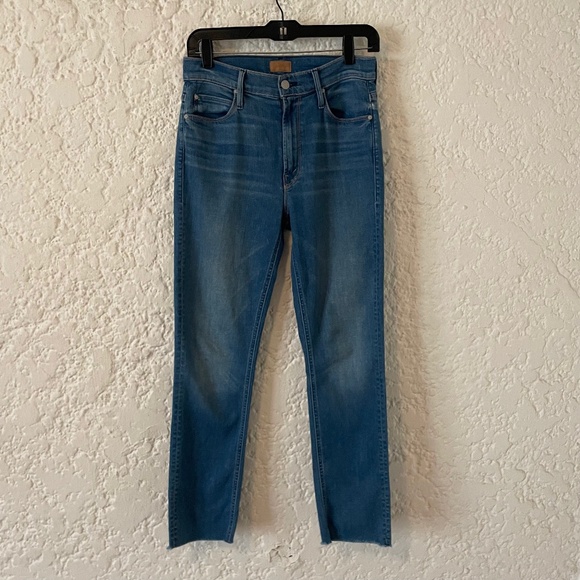 MOTHER Mid Rise Dazzler Ankle Fray Jeans Birds of Paradise Blue Denim Size 27 - Picture 2 of 12